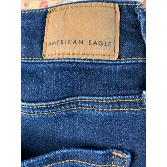 American Eagle Sz 6 Womens Next Level Jegging Dark HR Crop Stretch Denim Jeans - Picture 6 of 8